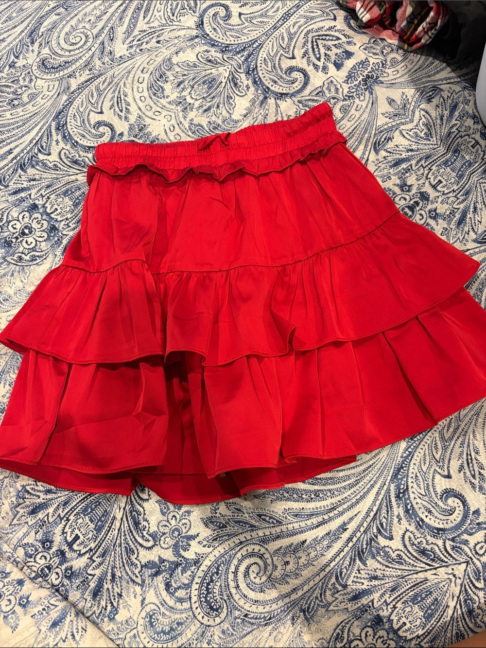 Shop the Mint - Red Tiered Ruffle Mini Skirt